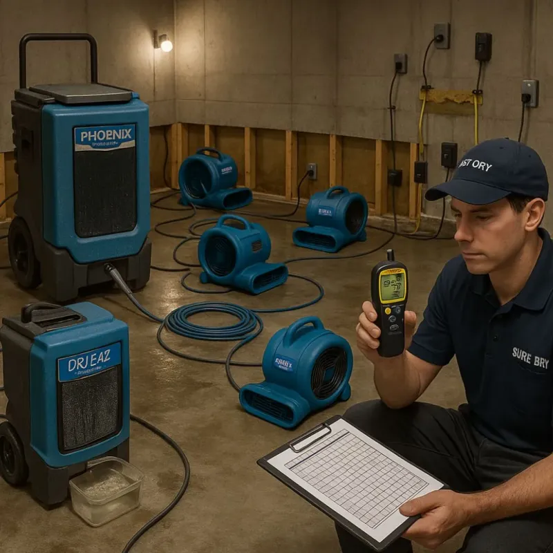 Structural Drying and Dehumidification process in Trentwood, WA